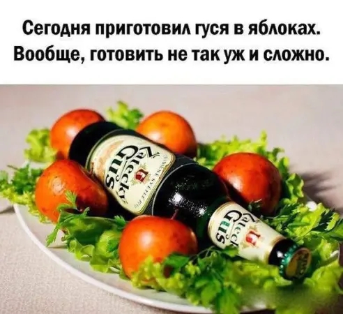 Сегодня приготовил гуся в яблоках Вообще готовить не так уж и сложно
