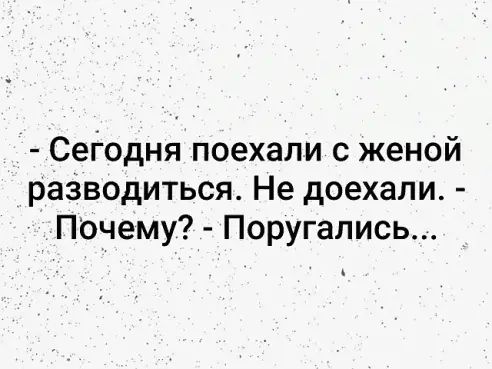 Сегодня поехали с женой разводиться Не доехали Почему Поругались А