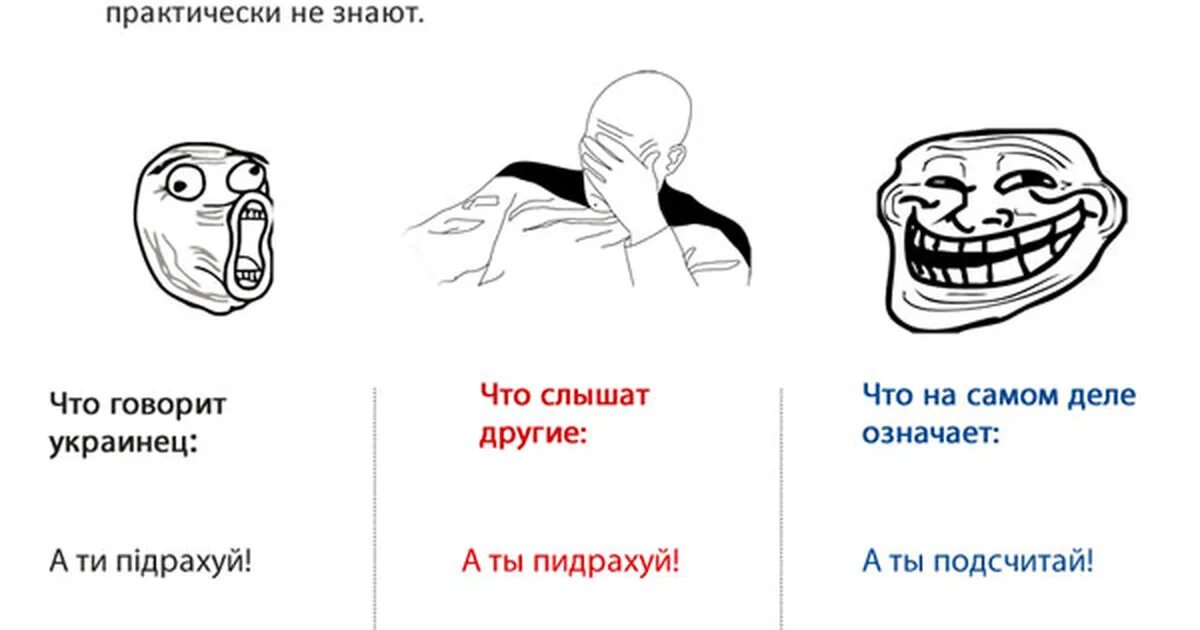 Что говорит украинец: А ти підрахуй! Что слышат другие: А ты пидрахуй! Что на самом деле означает: А ты подсчитай!