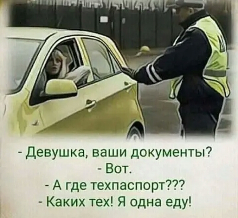 Девушка ваши документы Вог А где техпаспорт Каких тех Я одна еду