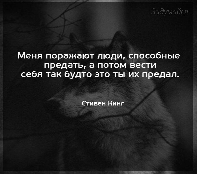 Меня поражают люди способные предать а потом вести себя так будто это ты их предал Стивен Кинг