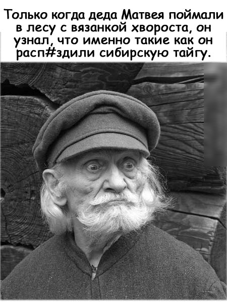 Только когда деда Матвея поймали в лесу с вязанкой хвороста он узнал что именно такие как он распздили сибирскую тайгу