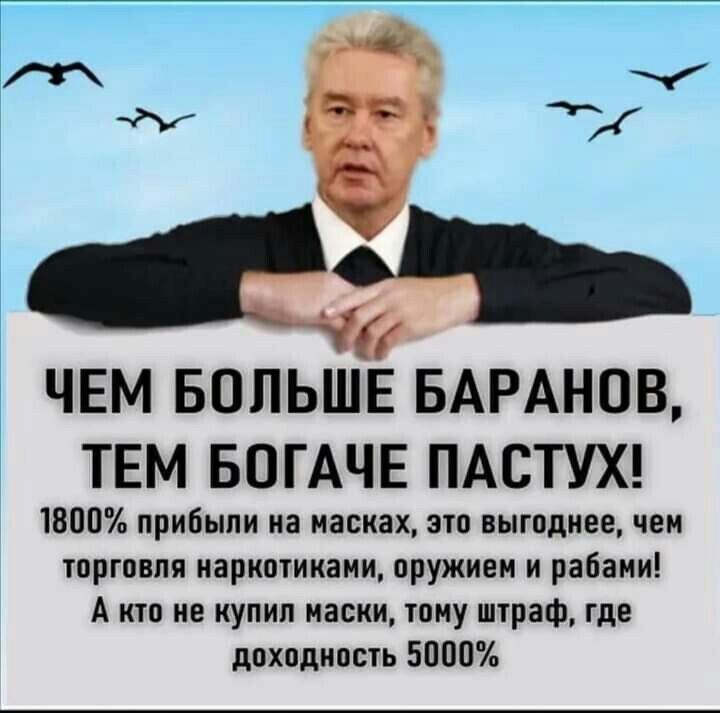 ЧЕМ БОЛЬШЕ БАРАНОВ ТЕМ БОГАЧЕ ПАСТУХ 300 прибыли на масках это выгоднее чем торговля наркотиками оружием и рабами А кто не купил маски тону штраф где доходность 5000