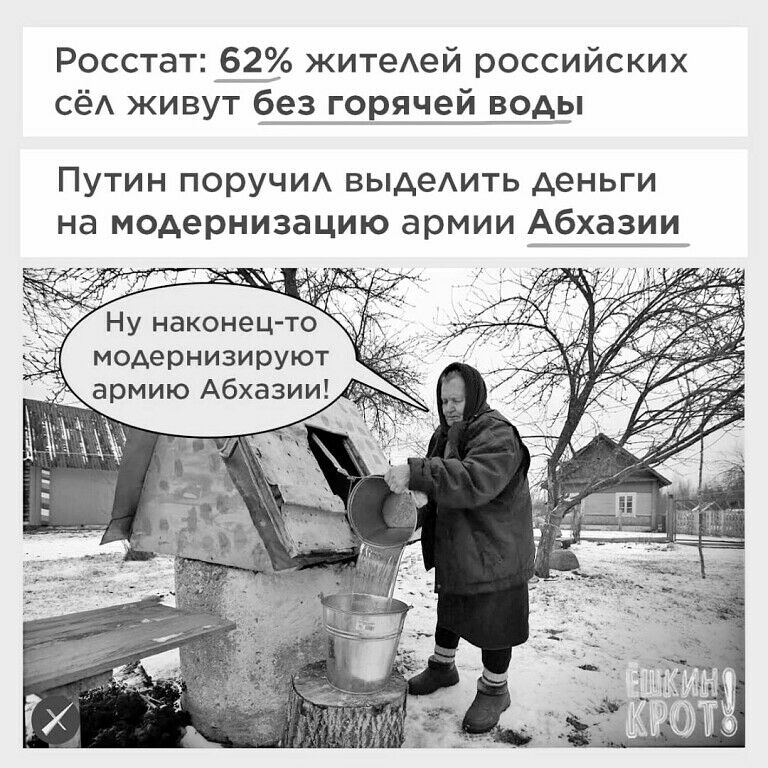 Росстат 62 житеАей российских СёА живут без горячей воды Путин поручи выдеить деньги на модернизацию армии _Абхазии