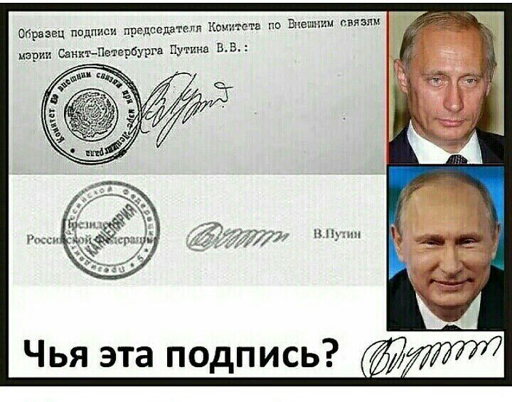 Образец подписи председатмп Комитете по Внешним связям мэрии СанктПетербурга Путина вв 77 и ц Чья эта подпись