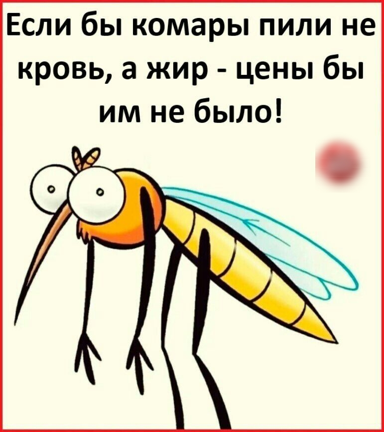 Если бы комары пили не кровь а жир цены бы им не было