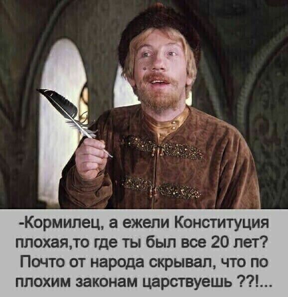 Кормилец а ежели Конституция плохаято где ты был все 20 лет Почто от народа скрывал что по плохим законам царствуешь