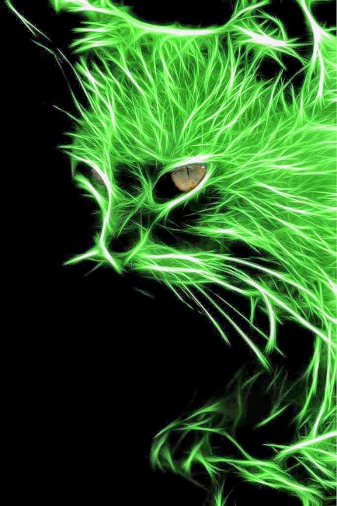 Неоновый силуэт кошки на черном фоне