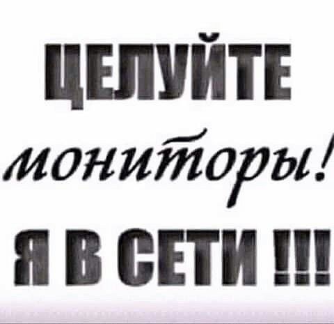 ЦЕЛУЙТЕ мониторы! Я В СЕТИ !!!
