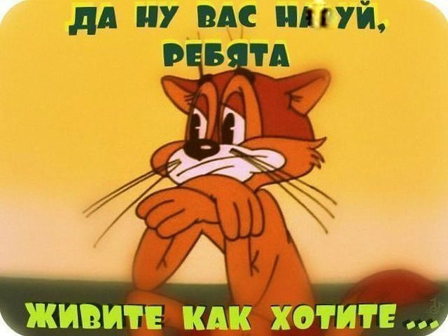 ДА НУ ВАС НАХУЙ, РЕБЯТА ЖИВИТЕ КАК ХОТИТЕ...