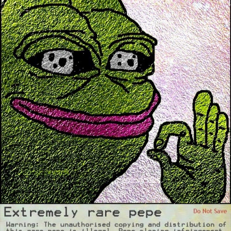 Extremely rare pepe
Warning: The unauthorised copying and distribution of this image is illegal. -- Pepexclusivity enforcement