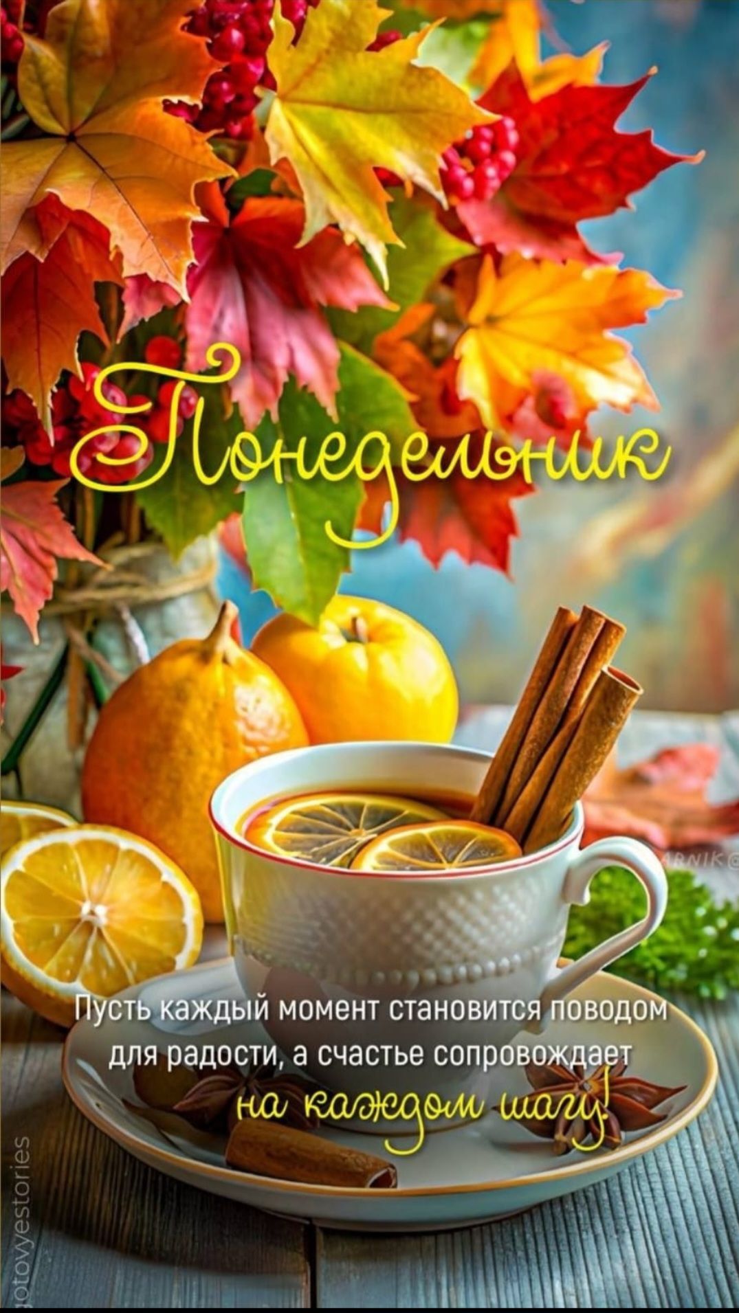 Понедельник
Пусть каждый момент становится поводом для радости, а счастье сопровождает на каждый шаг