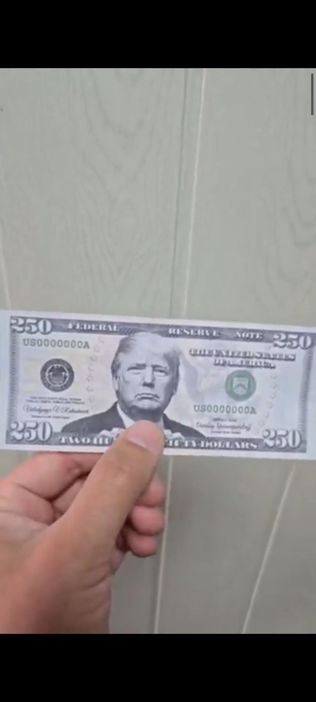 250 FEDERAL RESERVE NOTE
US00000000A
TWO HUNDRED FIFTY DOLLARS