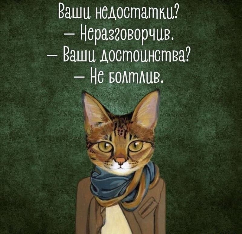 Ваши недостатки? — Неразговорчив. — Ваши достоинства? — Не болтлив.