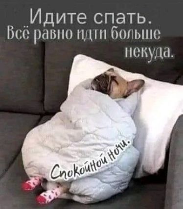 Идите спать. Всё равно идти больше некуда. Спокойной ночи.