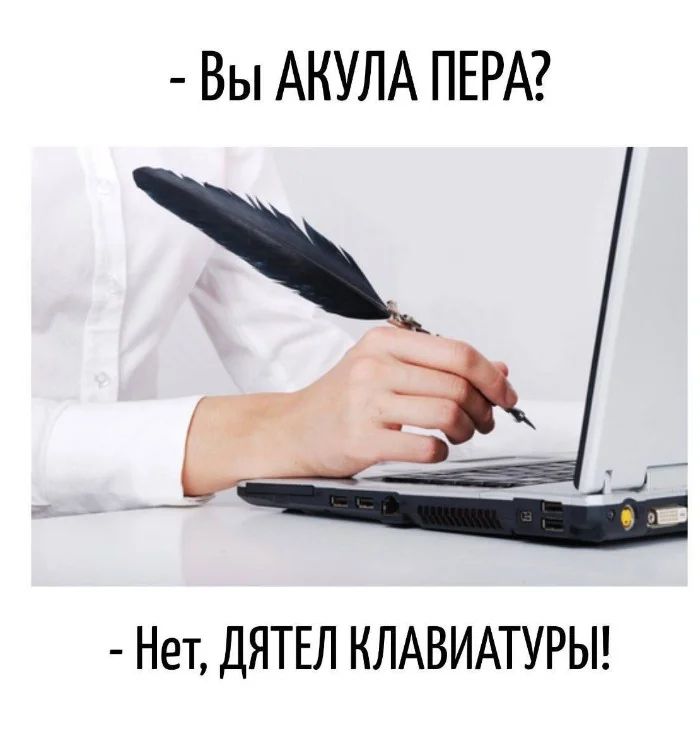 - Вы АКУЛА ПЕРА?
- Нет, ДЯТЕЛ КЛАВИАТУРЫ!