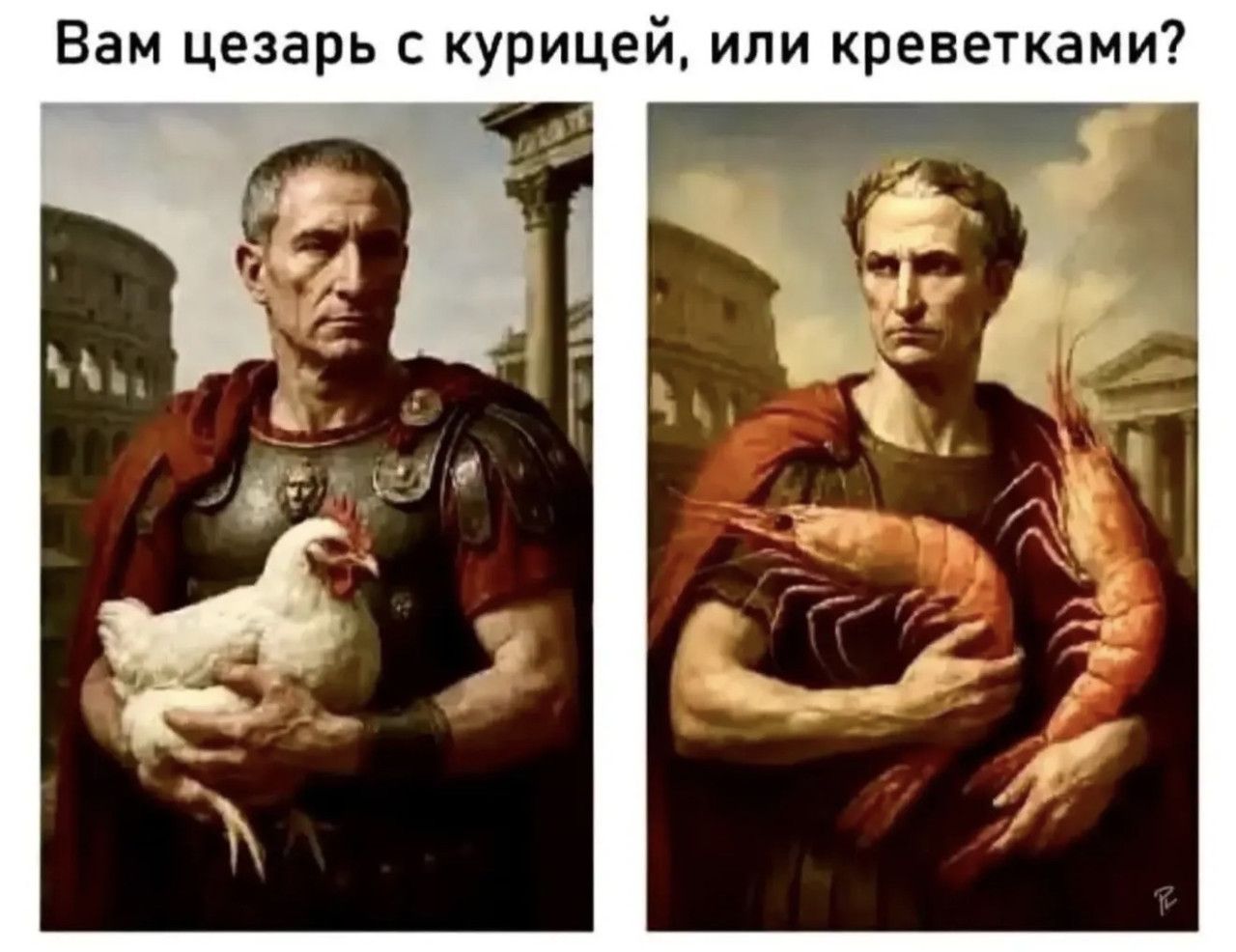 Вам цезарь с курицей, или креветками?