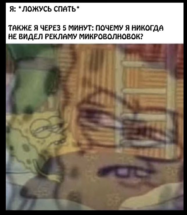 Я: *ложусь спать*
Так же я через 5 минут: почему я никогда не видел рекламу микроволновок?