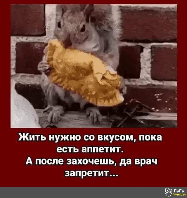 Жить нужно со вкусом, пока есть аппетит. А после захочешь, да врач запретит...