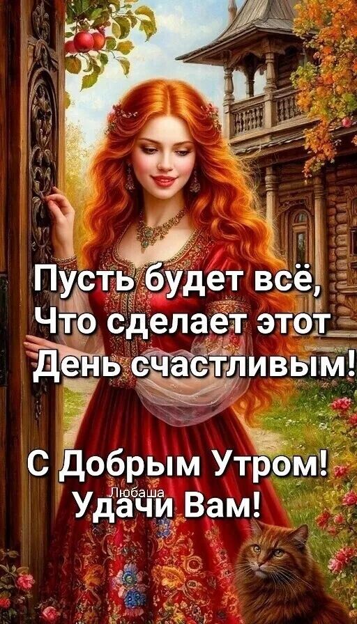 Пусть будет всё, Что сделает этот День счастливым! С Добрым Утром! Удачи Вам!