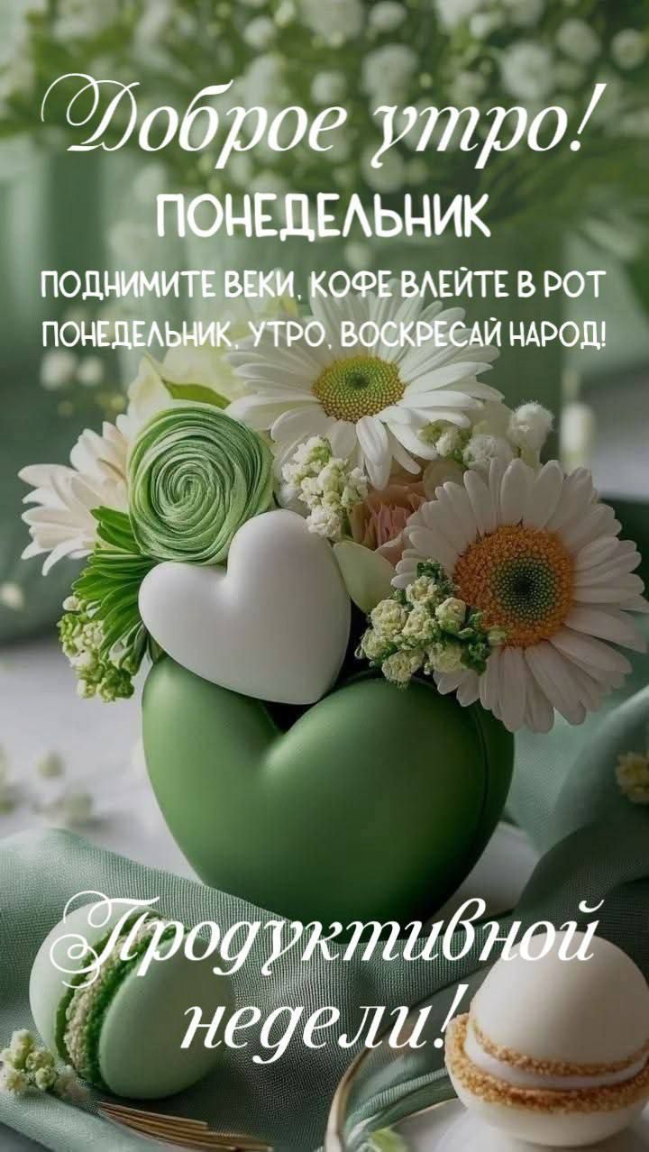Доброе утро! ПОНЕДЕЛЬНИК Поднимите веки, кофе влейте в рот. ПОНЕДЕЛЬНИК, УТРО, ВОСКРЕСАЙ НАРОД! Продуктивной недели!