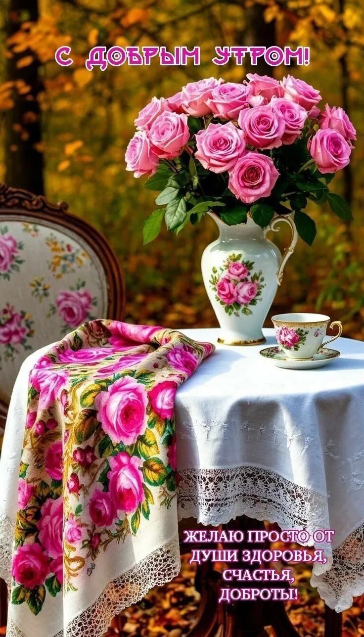 С ДОБРЫМ УТРОМ! ЖЕЛАЮ ПРОСТО ОТ ДУШИ ЗДОРОВЬЬЯ, СЧАСТЬЕ, ДОБРОТЫ!