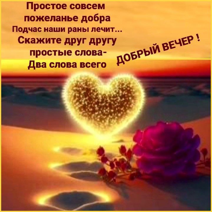Простое совсем пожеланье добра Подчас наши раны лечит... Скажите друг другу простые слова- Два слова всего ДОБРЫЙ ВЕЧЕР!