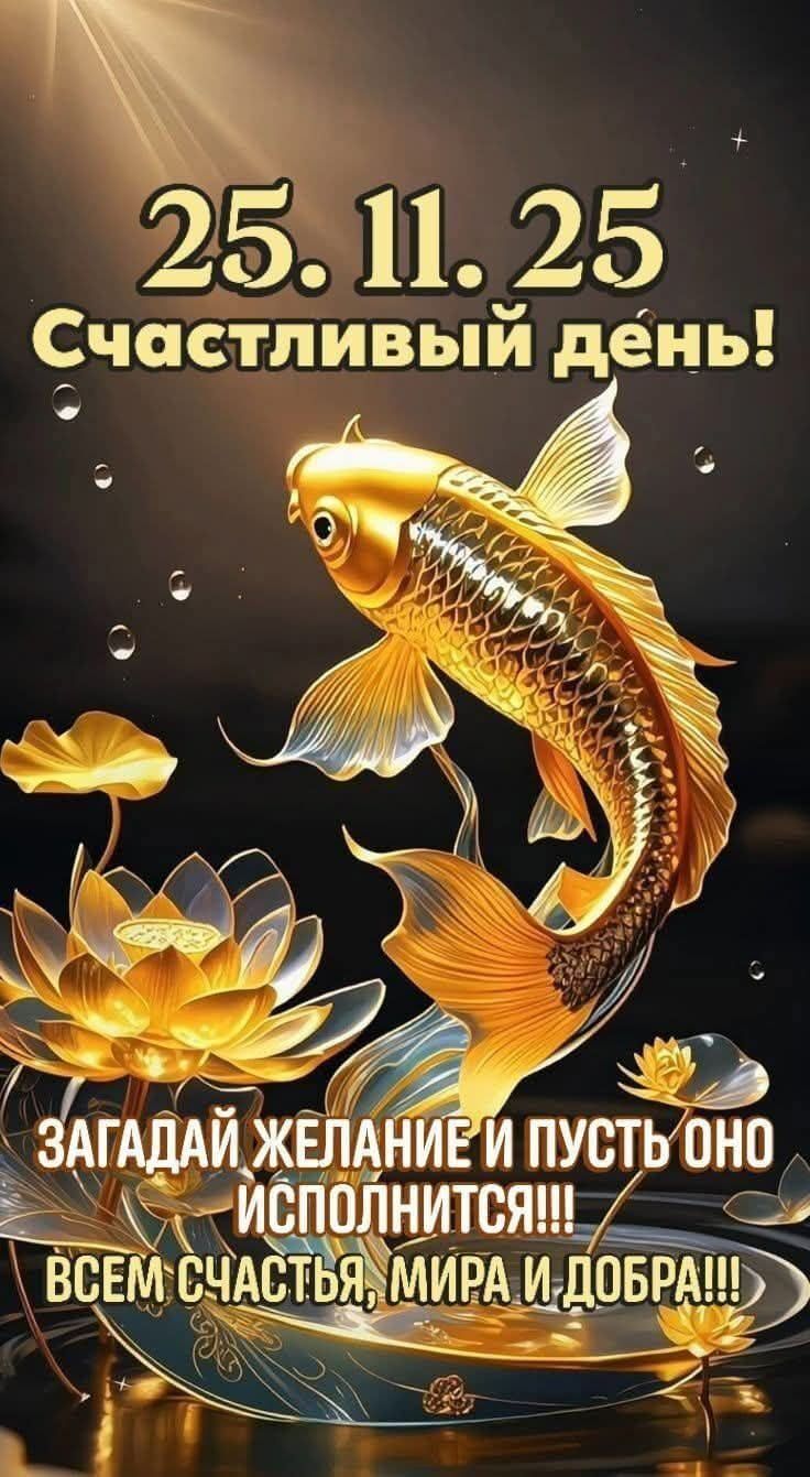 25.11.25 Счастливый день! ЗАГАДАЙ ЖЕЛАНИЕ И ПУСТЬ ОНО ИСПОЛНИТСЯ!!! ВСЕМ СЧАСТЬЕ, МИРА И ДОБРА!!!