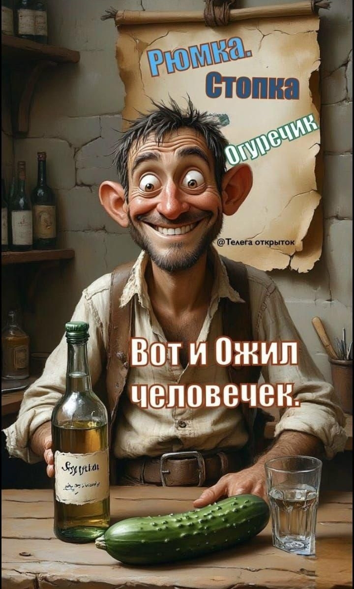 Рюмка. Стопка Огуpчик Вот и ожил человечек.