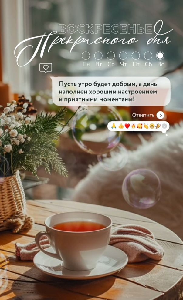 Пусть утро будет добрым, а день наполнен хорошим настроением и приятными моментами! 