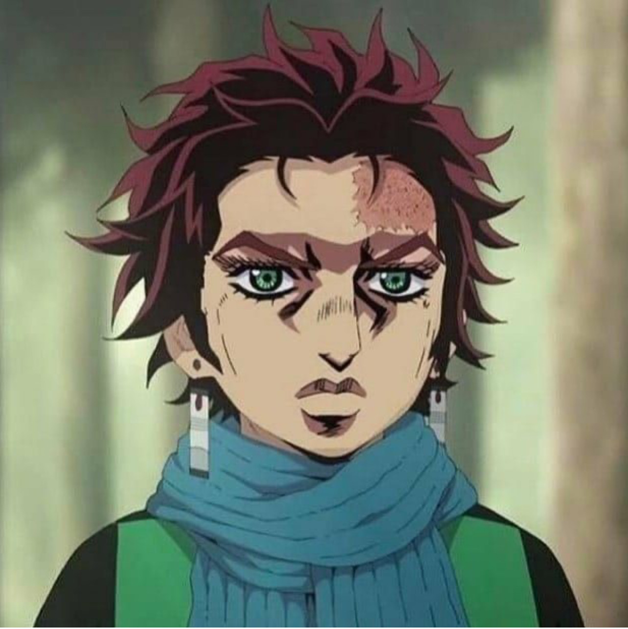 Анимационный персонаж с шарфом и выражением лица