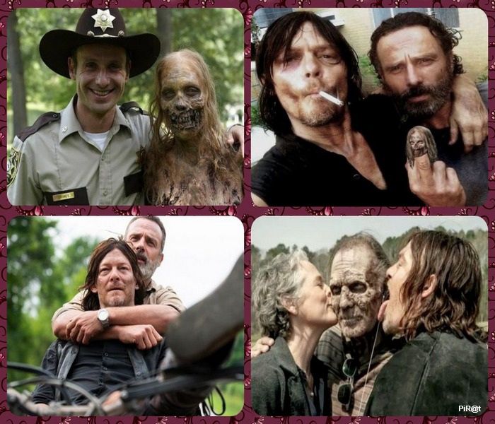 Коллаж из сцен с зомби и людьми