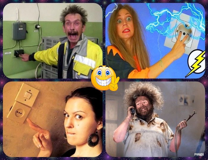 Коллаж из четырех забавных персонажей в ярких образах на фоне разноцветной рамки