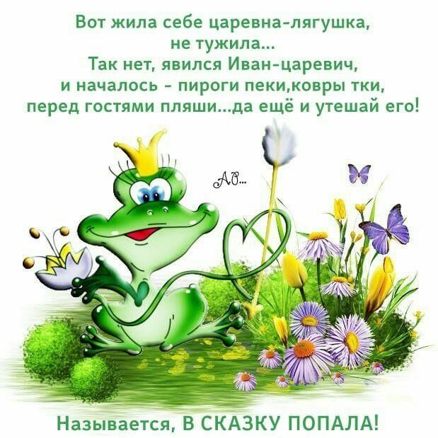 Вот жила себе царевна лягушка не тужила Так нет явился Иванцаревич И началось ПИРОГИ пекиковры ТКИ перед гостями пляшида ещё и утешай его Называется В СКАЗКУ ПОПАЛА