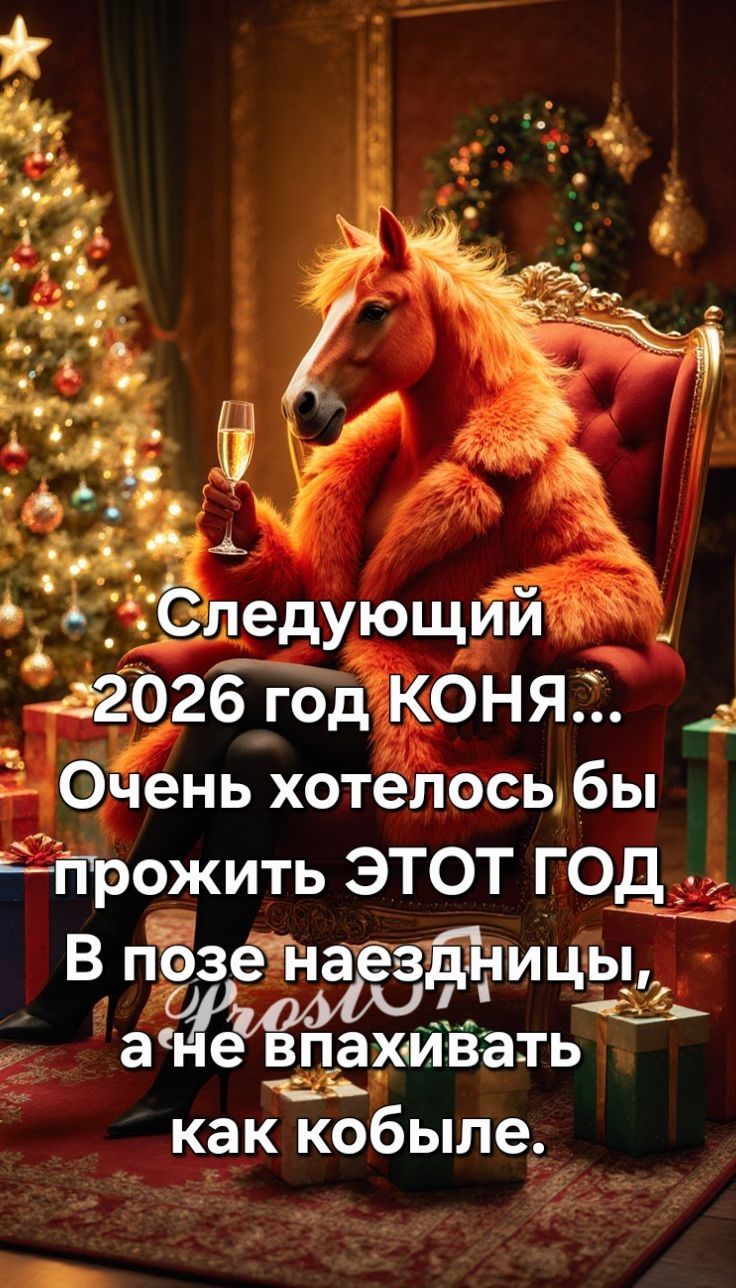 Следующий 2026 год КОНЯ... Очень хотелось бы прожить ЭТОТ ГОД В позе наездницы, а не впахивать как кобыле.