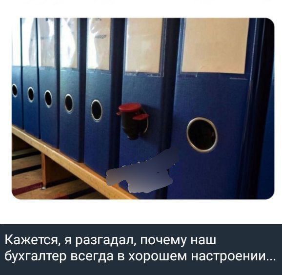 Кажется, я разгадал, почему наш бухгалтер всегда в хорошем настроении...