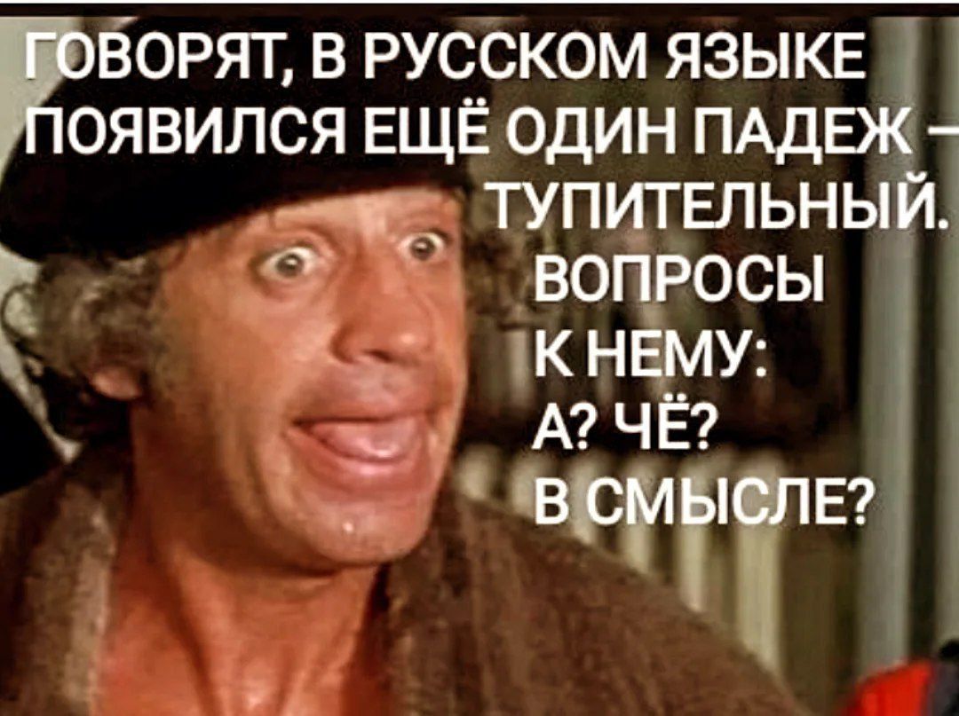 ГОВОРЯТ, В РУССКОМ ЯЗЫКЕ ПОЯВИЛСЯ ЕЩЁ ОДИН ПАДЕЖ — ТУПИТЕЛЬНЫЙ. ВОПРОСЫ К НЕМУ: А? ЧЁ? В СМЫСЛЕ?