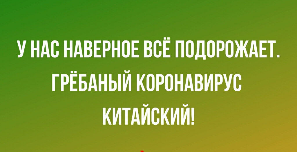 У НАС НАВЕРНОЕ ВСЁ ПОДПРПЖАЕТ ГРЁБАНЫЙ КОРОНАВИРУС КИТАЙСКИЙ