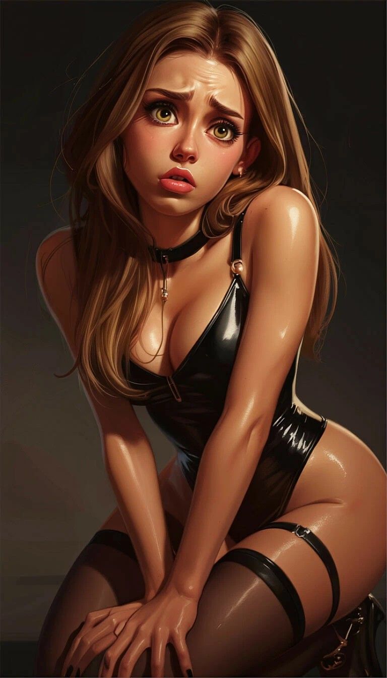 Иллюстративное изображение женщины в латексном купальнике, позирует в эротической манере.