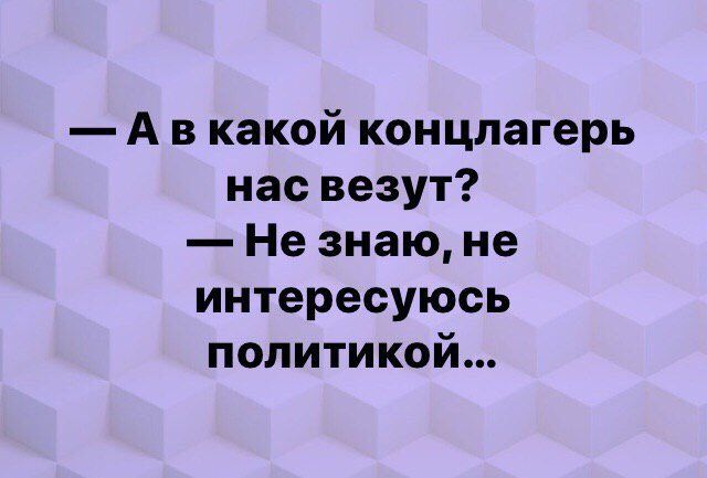А в какой концлагерь нас везут Не знаю не интересуюсь политикой