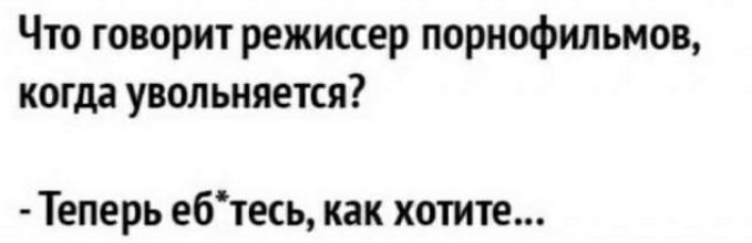 Что говорит режиссер порнофильмов когда увольняется Теперь ебтесь как хотите