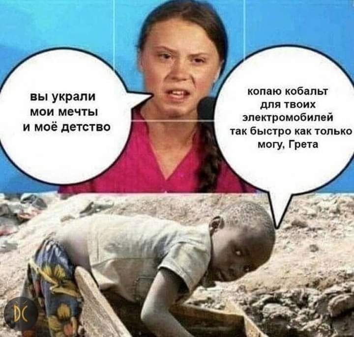 копаю кобальт для твоих электромобилей вы украли мои мечты И МОЁ дЕТСТВО так быстро как только могу Грета