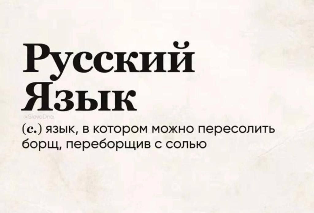 Русский Язык с язык в котором можно переселить борщ переборщив с солью