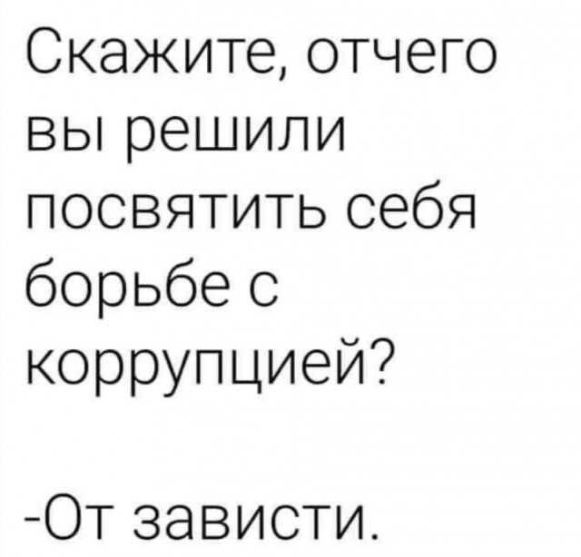 Скажите отчего вы решили посвятить себя борьбе с коррупцией От зависти
