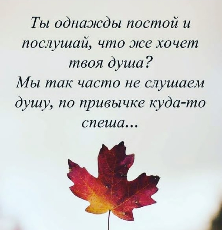 Ты однажды постой и послушай что же хочет твоя душа Мы так часто не слушаем душу по привычке куда то спеша