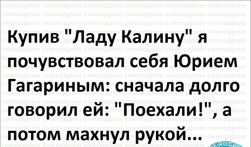 Купив Ладу Калину я почувствовал себя Юрием Гагариным сначала долго говорил ей Поехали а потом махнул рукой _оъ
