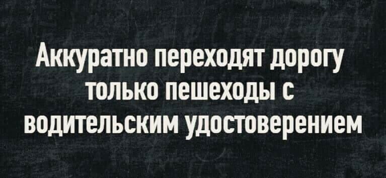 Аккуратно переходят дорогу только пешеходы с водительским удостоверением