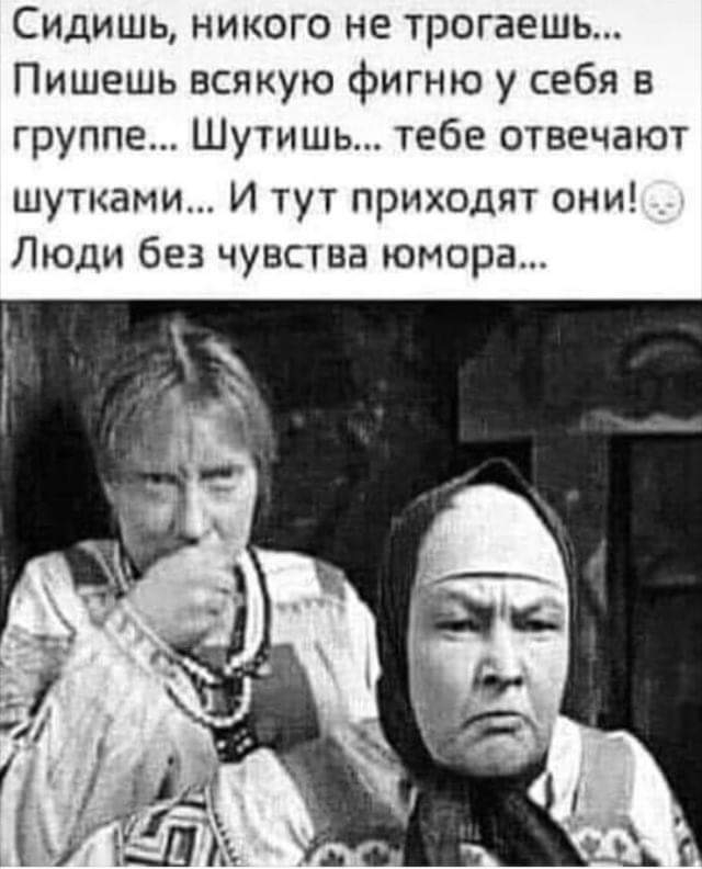 Сидишь никого не трогаешь Пишешь всякую фигню у себя в группе Шутишь тебе отвечают шутками И тут приходят они Люди без чувства юмора
