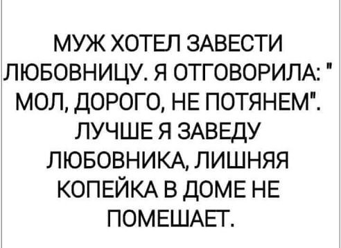 МУЖ ХОТЕЛ ЗАВЕСТИ ЛЮБОВНИЦУ Я ОТГОБОРИЛА МОЛ ДОРОГО НЕ ПОТЯНЕМ ЛУЧШЕ Я ЗАВЕДУ ЛЮБОВНИКА ЛИШНЯЯ КОПЕЙКА В ДОМЕ НЕ ПОМЕШАЕГ
