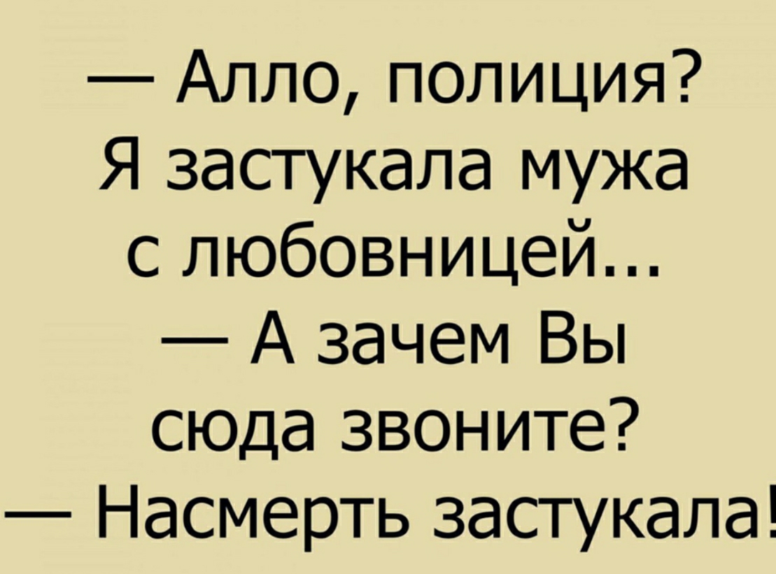 Алло полиция Я застукала мужа с любовницей А зачем Вы сюда звоните Насмерть застукала